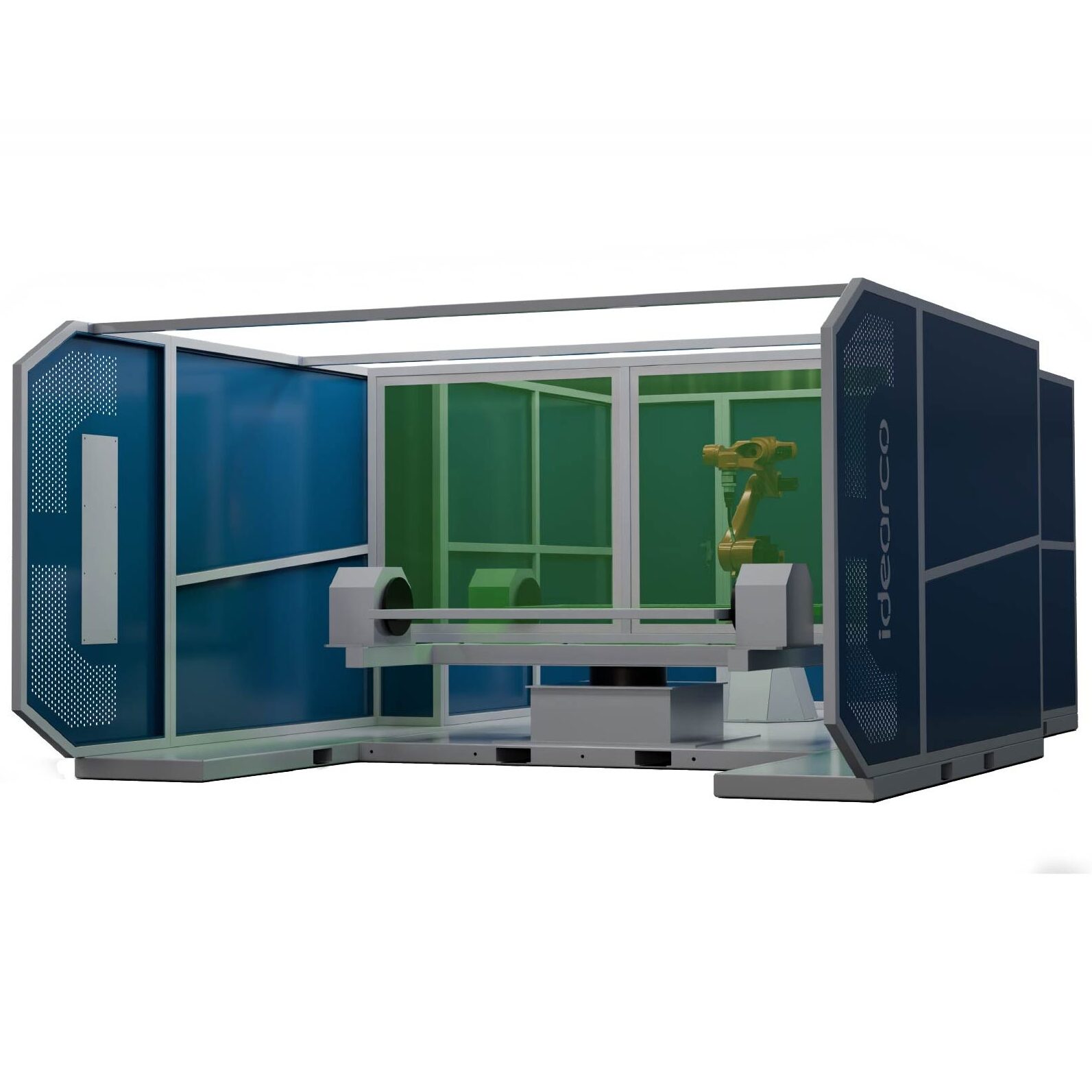 celda de soldadura laser dos estaciones rotatorias con mesa giratoria